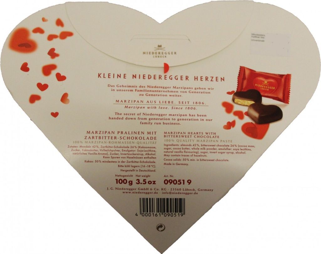 Niederegger marcipánové srdiečka s horkou čokoládou 125g Obrázok produktu 5
