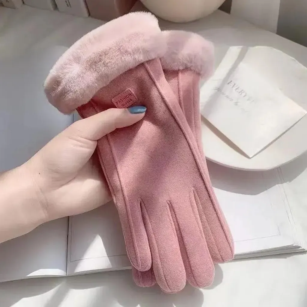 Muffole, pile caldo, compatibile con touchscreen, rosa - 2