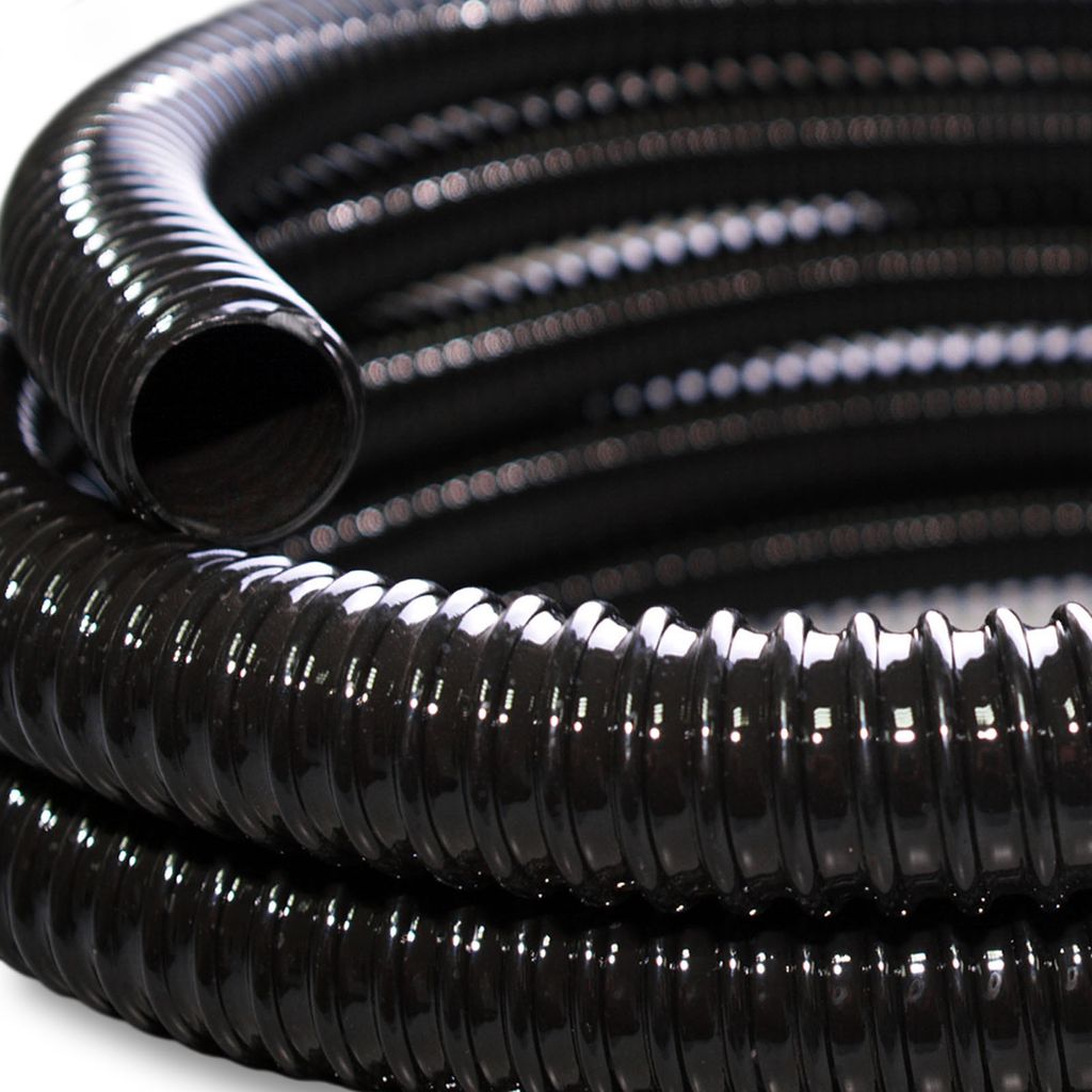 Wiltec Flexibler Förderschlauch – Länge 0,5 m, Innendurchmesser 25 mm (1") – schwarz – Spiralschlauch mit Verstärkungsspirale – Saugschl...