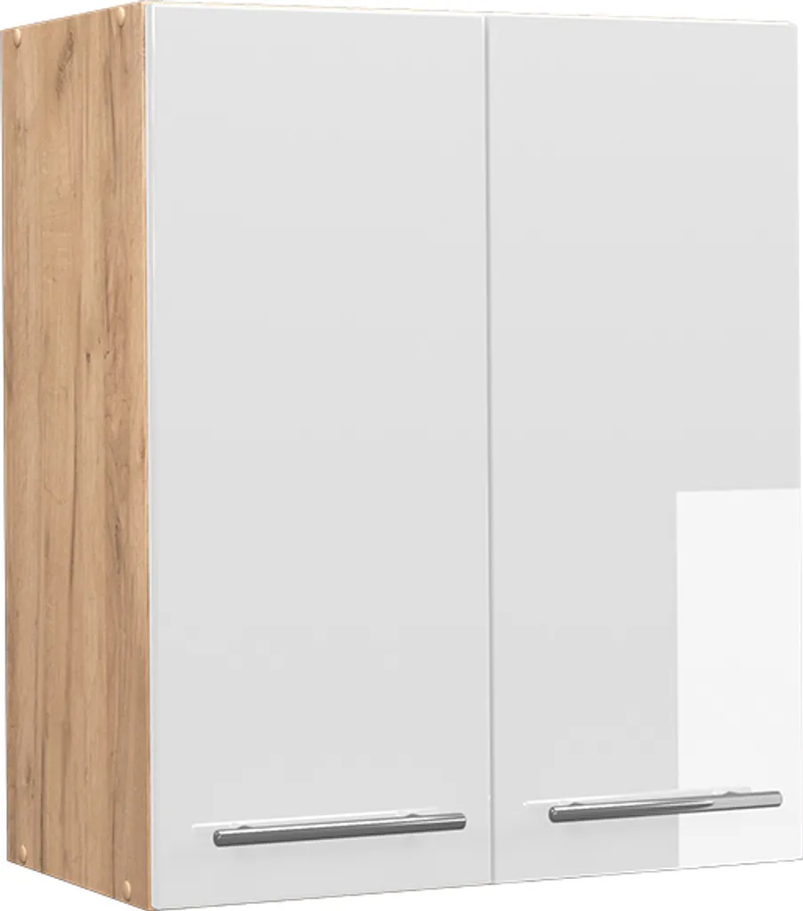 Pensile Cucina Moderno Vicco Fame-Line 60cm Bianco Lucido Rovere Oro