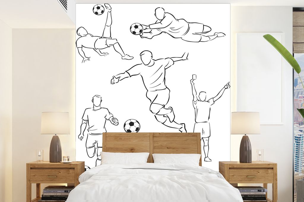 MuchoWow Fototapete für Wohnzimmer oder Schlafzimmer Wandtapete Vinyl Motivtapete Eine Illustration von Spielern in verschiedenen Positionen - J...