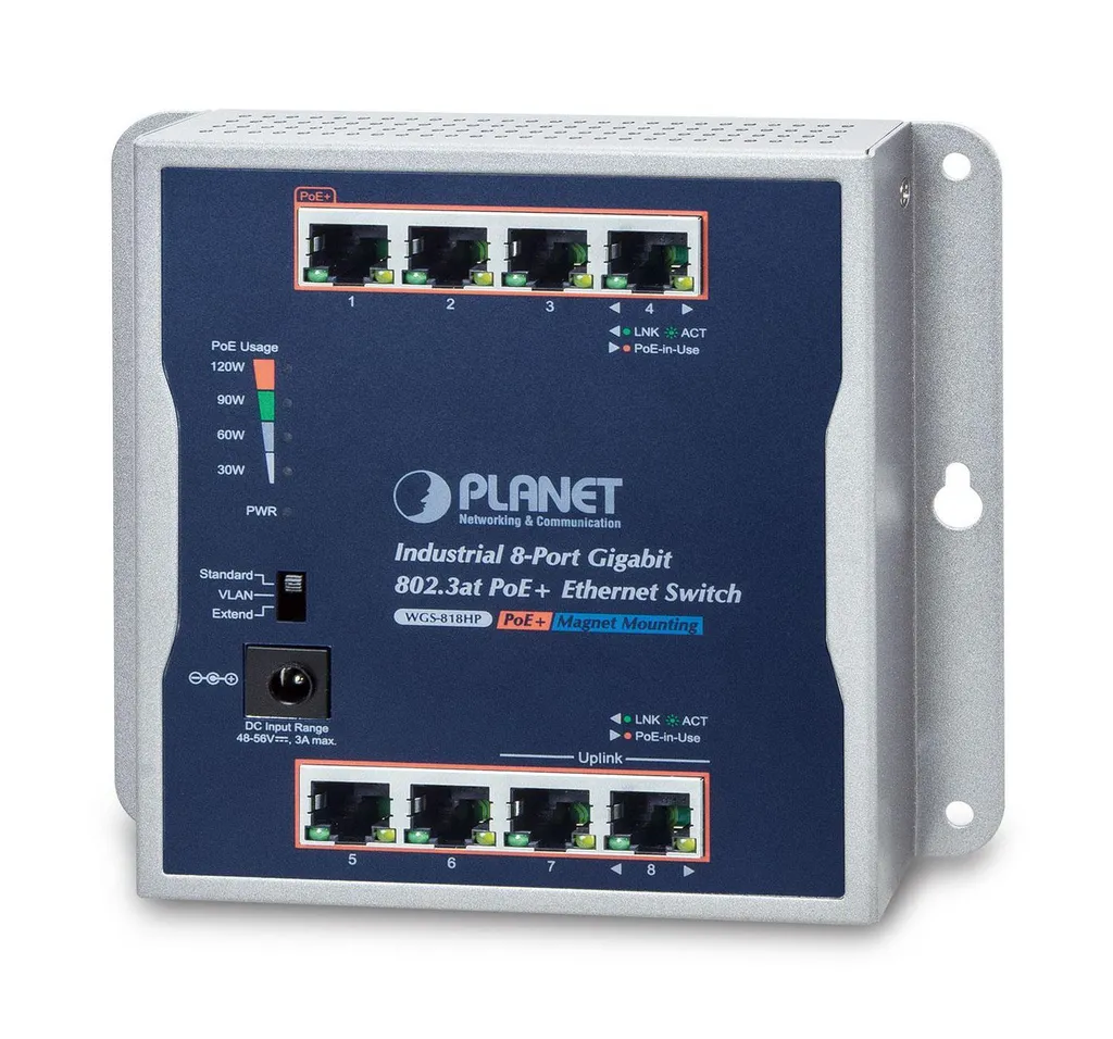 PLANET IP30 Industrial 8 ports : Switch Ethernet Rail DIN Robuste