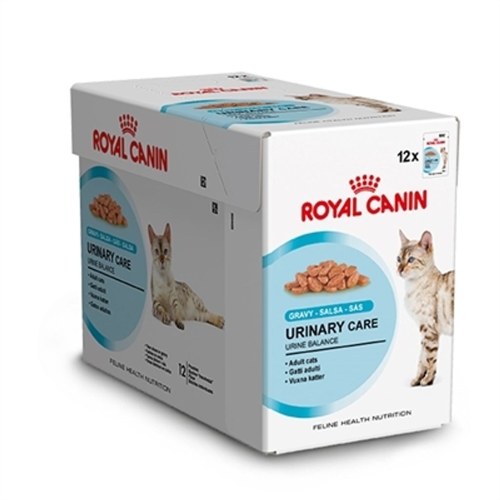 A multipack of Royal Canin Feline Urinary Care cat food pouches in gravy.