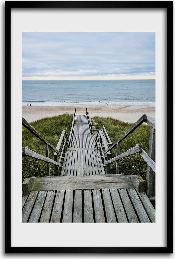 Bild - Bilderrahmen - 40 cm x 60 cm - MDF - Rahmen - Wandkunst - Weg zum Strand