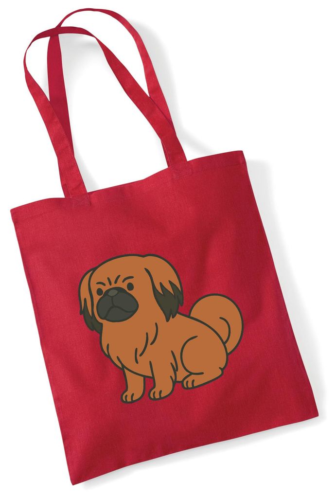 Huuraa Jutebeutel Pekingese Comic Peki 10 Liter Classic Red Baumwolle Tasche Geschenkidee