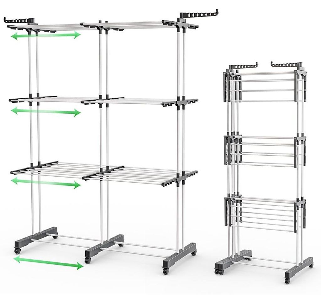 VOUNOT® Wäscheständer Turm Ausziehbar mit Faltbaren Produktbild 