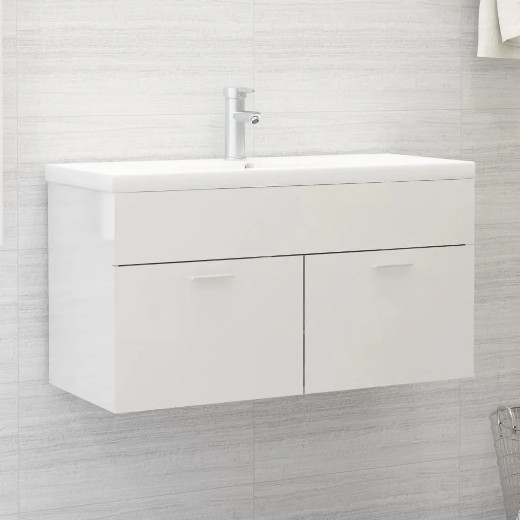 Mobile Lavabo Bianco Lucido 90x38,5x46 cm | Maison Exclusive Arredo