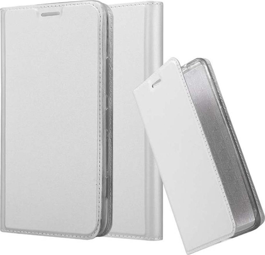 Cadorabo Handyhülle für Nokia Lumia 1320 Schutz Hülle in Silber Cover Etui Book Case Booklet