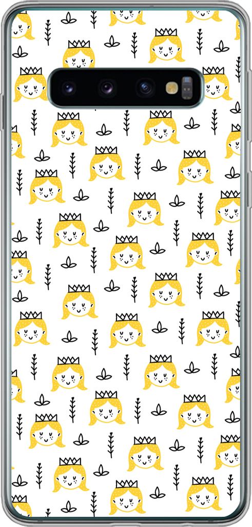 MuchoWow Handyhülle Schutzhülle Hülle für Telefoonhoesje Samsung Galaxy S10 Mädchen - Prinzessin - Krone - Muster - Mädchen - Kinder - Kind...