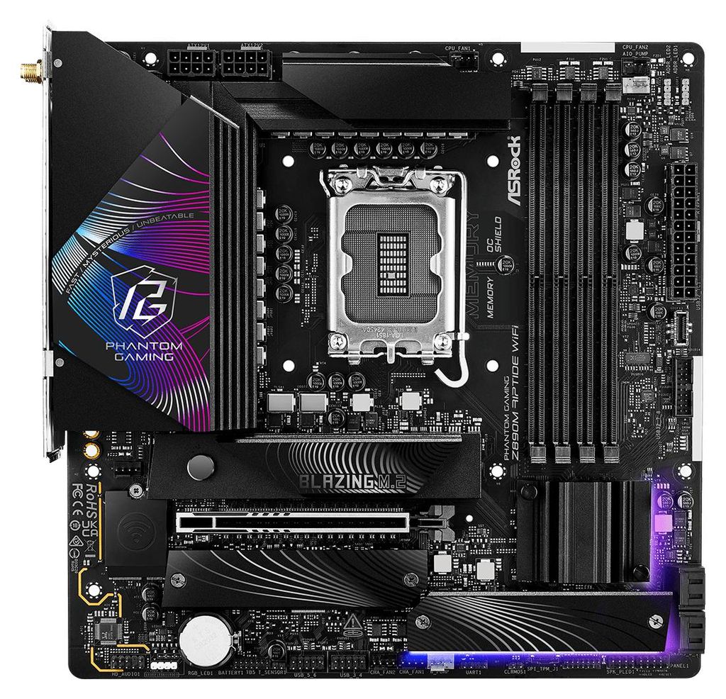 ASRock Phantom Gaming Z890M RIPTIDE WIFI - Motherboard - micro ATX - LGA1851-Sockel - Z890 Chipsatz - USB4, USB 3.2 Gen 2, USB 3.2 Gen 1 - 5 Gigabi...