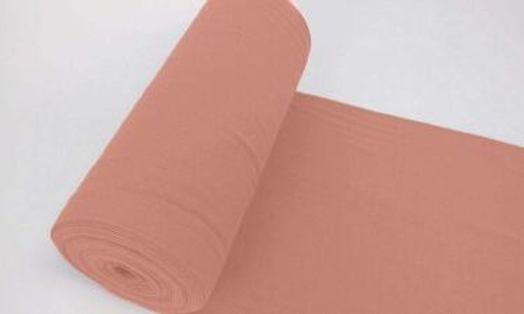 Bündchenstoff LUC Beigerot, Uni 270 g/m², Strickschlauch glatt/fein, 35cm Schlauch, Meterware