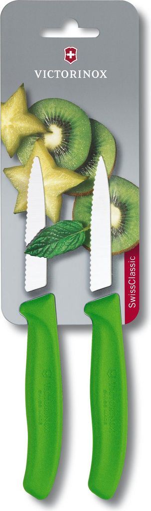 Victorinox 2-teiliges Messerset mit Wellenschliff Swiss Classic, grün