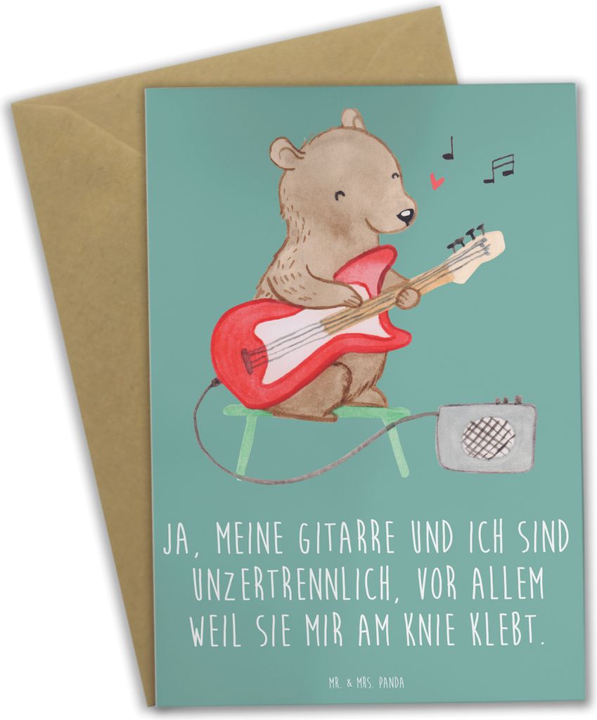 Mr. & Mrs. Panda babykarte Gitarre Freund - Meeresbrise - Geschenk, einladungskarten, osterkarten, weihnachtskarten, Liebe, Musiker, Musik, Musikin...
