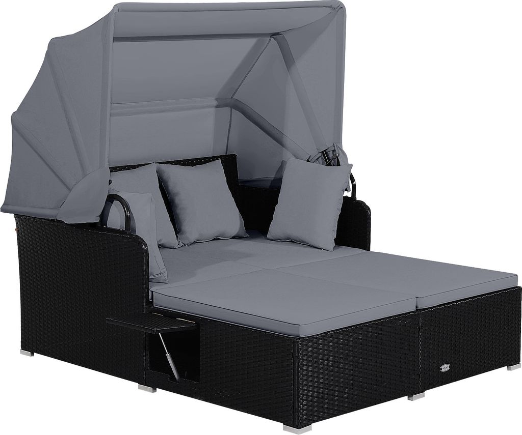 COSTWAY leżak rattanowy dla 2 osób, leżak ogrodowy z Zdjęcie produktu 