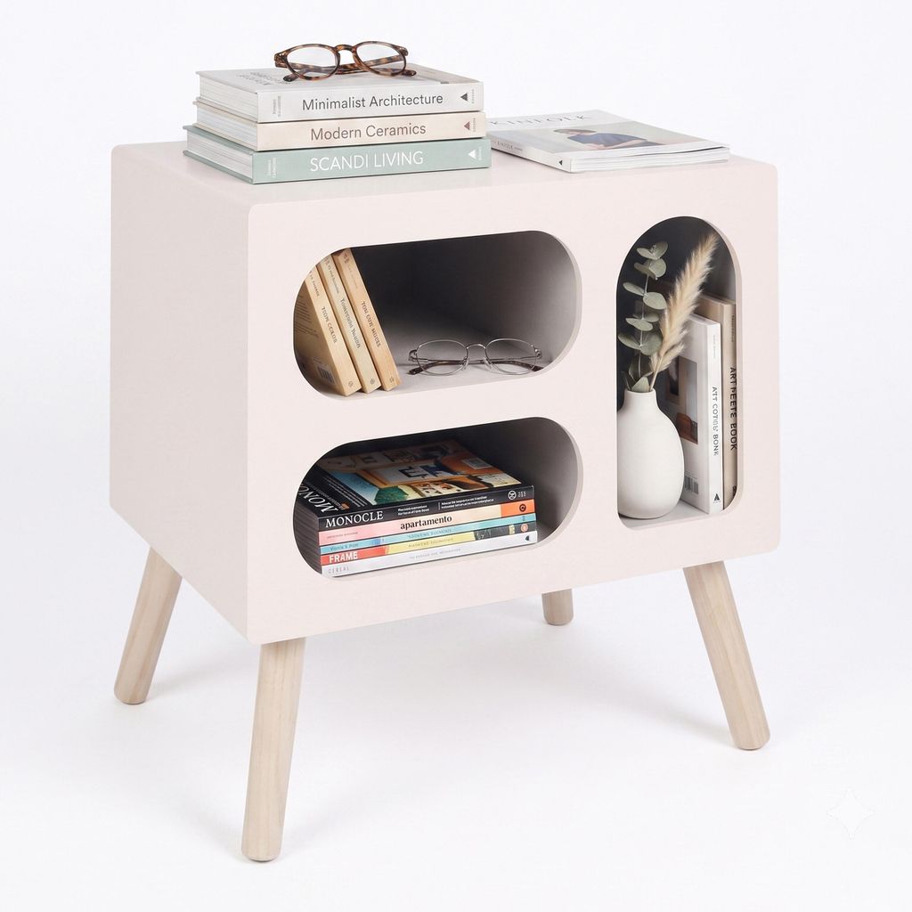 Relaxdays nachtkastje, Scandinavisch design, retro stijl, Productafbeelding 