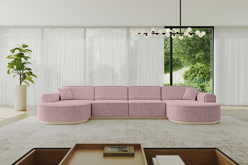 ALTDECOR Ecksofa in U-Form MARI-U2-v1 - 388x171x83 cm Rosa - Corner Sofa Bett Eckcouch Couch L-Form Wohnlandschaft Cauchsofa