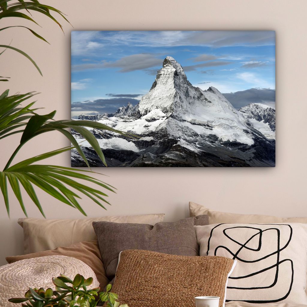 OneMillionCanvasses - Leinwandbilder - 150x100 cm, Wolken über dem Matterhorn in der Schweiz, Wandbilder Kunstdruck Wanddekoration