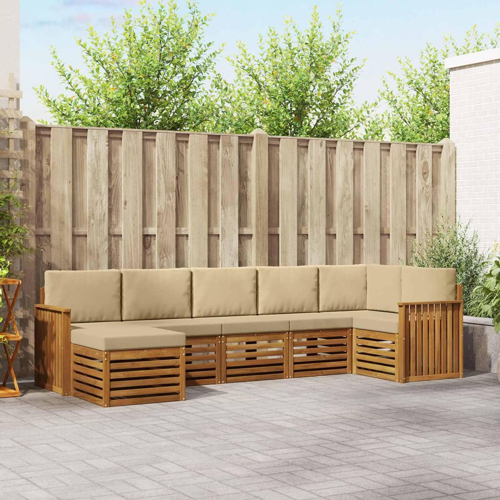 "Neues Produkt" Sofagarnituren - CLORIS - Terrassen-Sofa - 7 pcs - Natur und Beige Massivholz Akazie - Modern Gartensofas V2097