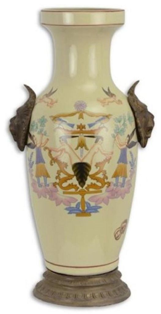 Casa Padrino Jugendstil Deko Vase Cremefarben / Mehrfarbig Produktbild 