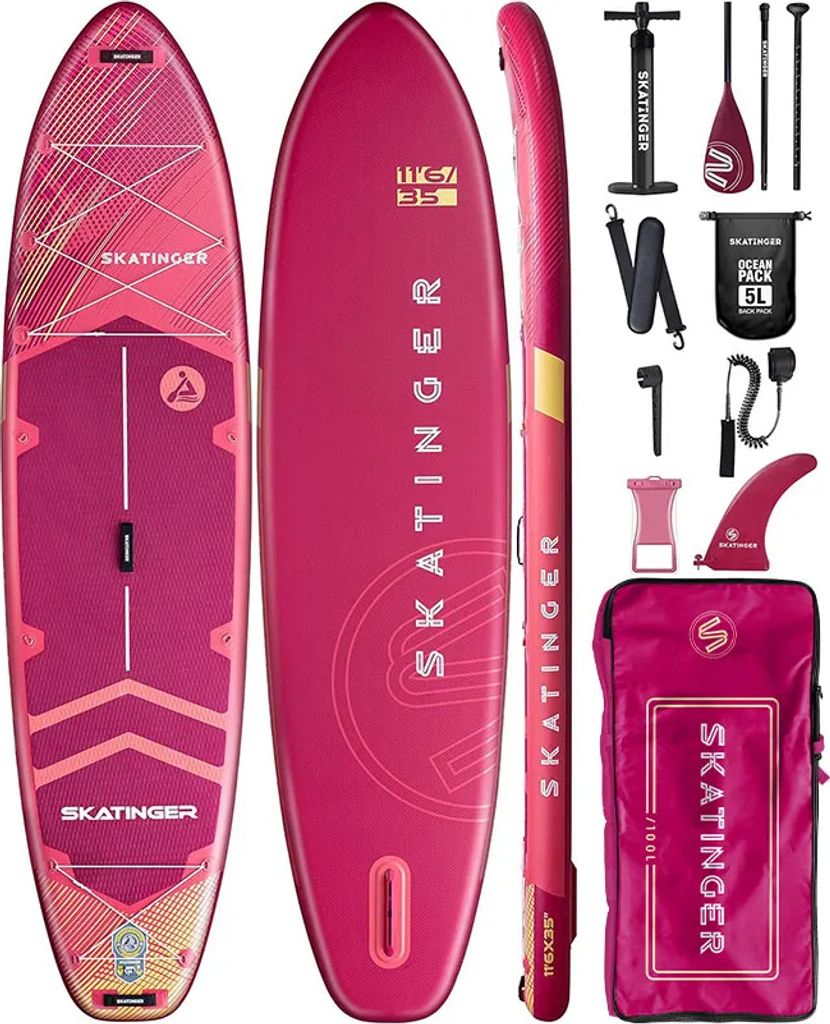 SUP SKATINGER Prana Meteor Rot 350x89x15 cm (11'6'') Yogabrett