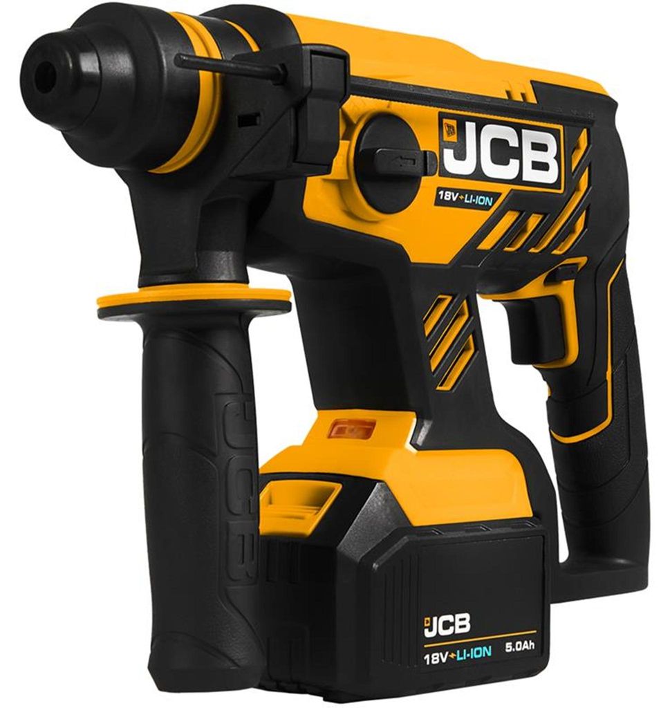 JCB Akku-Bohrhammer 18V Bürstenlos SDS-plus Aufnahme mit Produktbild 