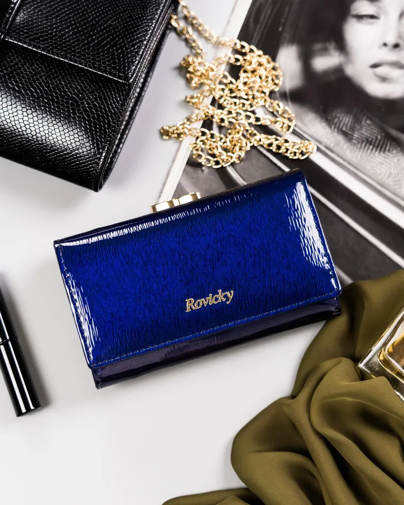 Portafoglio Donna Blu Rovicky in Pelle 14x8,5 cm RFID Safe