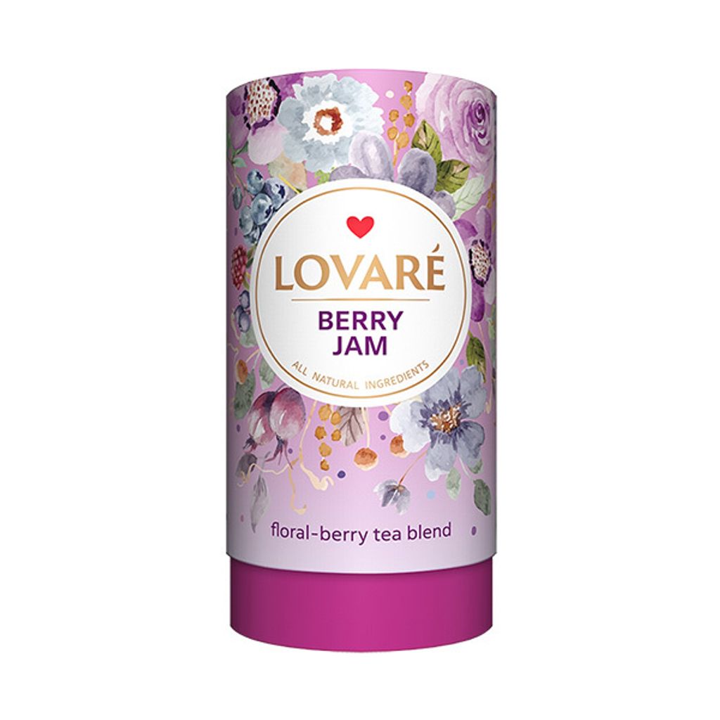 A cylindrical tea container with a floral design.