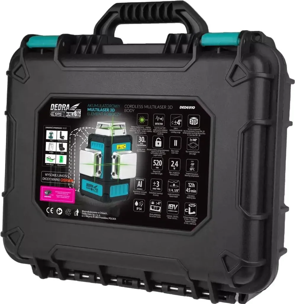 Niveau Laser de Chantier 3D Vert Ded6910 pour Alignement Horizontal 360°