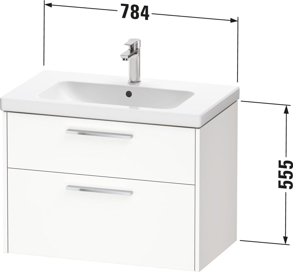 Duravit D-Code Waschtischunterbau wandhängend, 1 Auszug, 1 Schubkästen, 784x460mm, Siphonausschnitt, mit Griff, DC46720BD220000