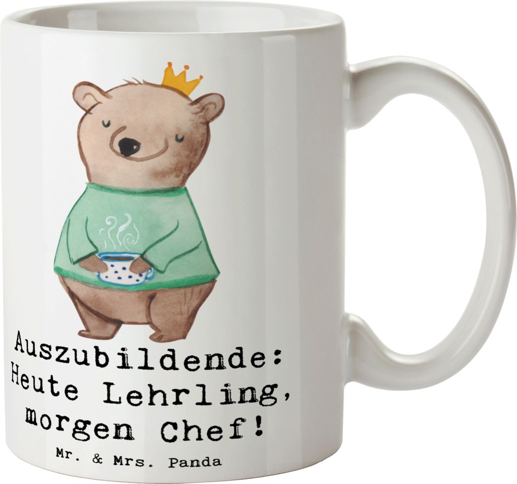 Mr. & Mrs. Panda Tasse Auszubildende Chef - Weiß - Geschenk, cappuccinotasse, Beruf, Geschenke für Berufstätige, Ausbildungsverlauf, Becher, mit...