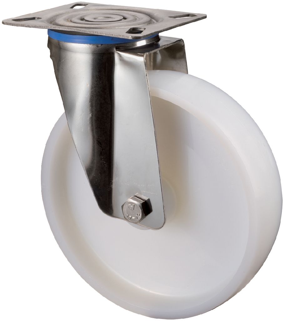 BS Rollen Lenkrolle A90 Durchmesser 100mm Tragfähigkeit 120kg Kunststoff-Rad weiß Platte 95x80mm - H100.A90.100