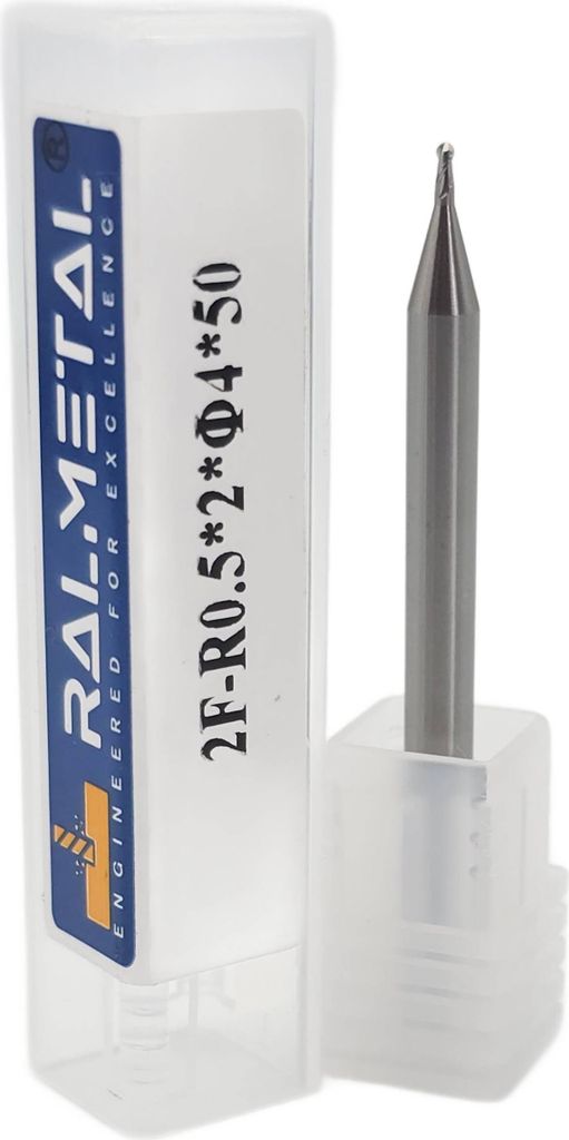 Kugelförmiger Vollhartmetall-Fräser für Aluminium Fi1 R0,5 x 50 mm 45 HRC