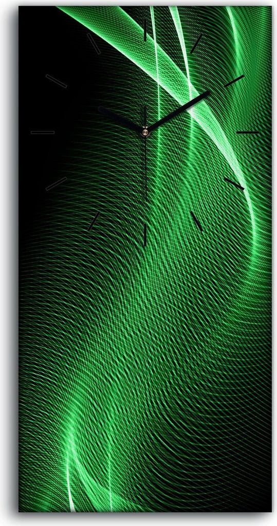 Wandbild Leinwand Bilder Wanduhr Quarz 30x60 Malerei Abstrakte Kunst Wellen - schwarze Hände