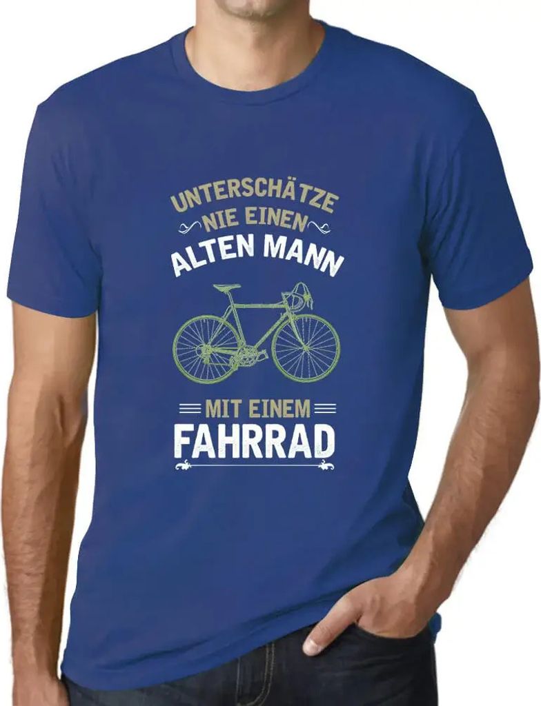 Herren Grafik T-Shirt Alten Mann Fahrrad Öko-Verantwortlich Vintage Jahrgang Kurzarm Lustige Druck Geburtstag Geschenk Mann