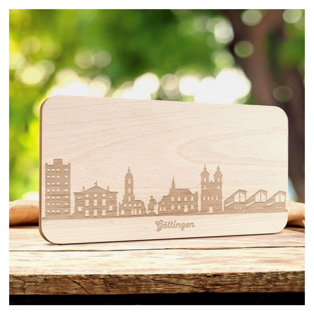 Frühstücksbrettchen mit Gravur - Skyline Göttingen - Holz Schneidebrett Vesperbrett Brotzeitbrett - Geschenk für Stadtliebhaber - Ideal als Sou...
