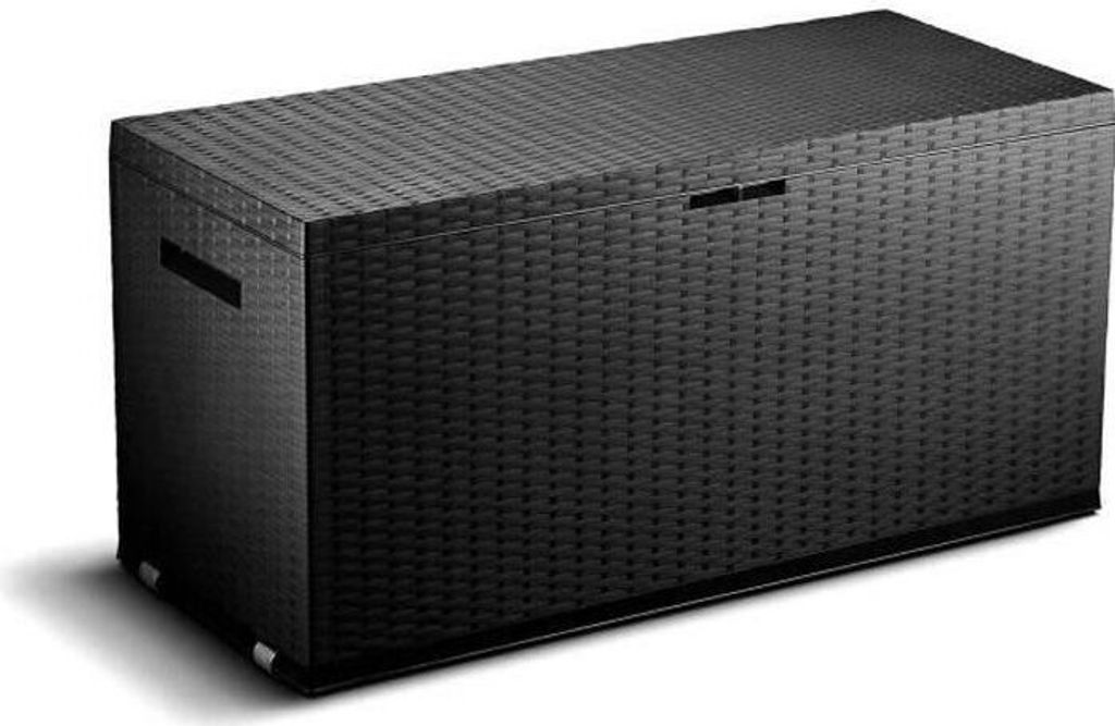 Aufbewahrungsbox, 350 L, 120 x 52 x 60 cm, Anthrazitbraun, Gartenbox, Kissenbox, Gerätebox aus Resin