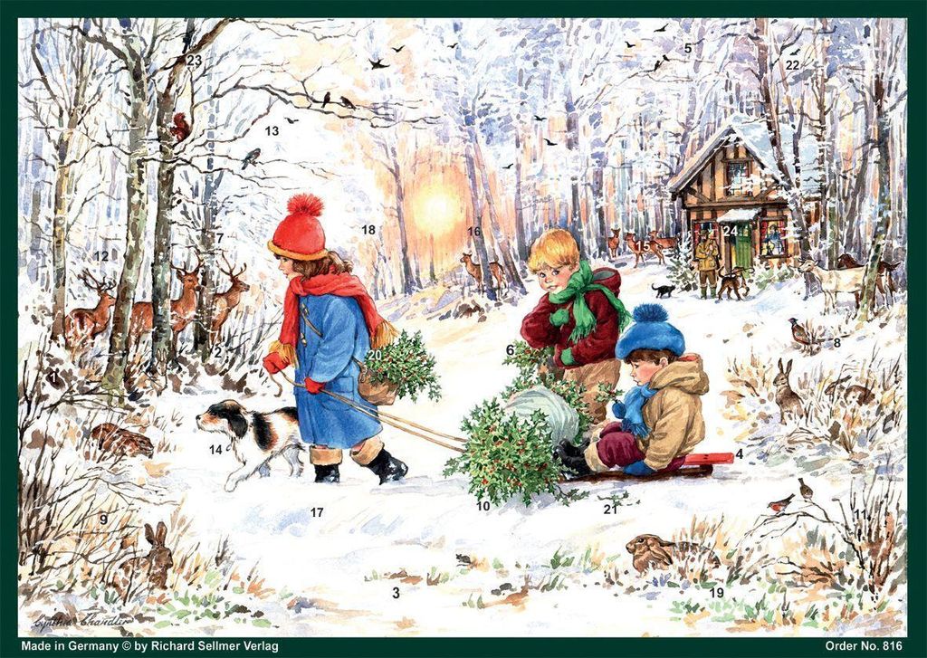 Adventskalender A4 \Schneefreuden im Wald\""