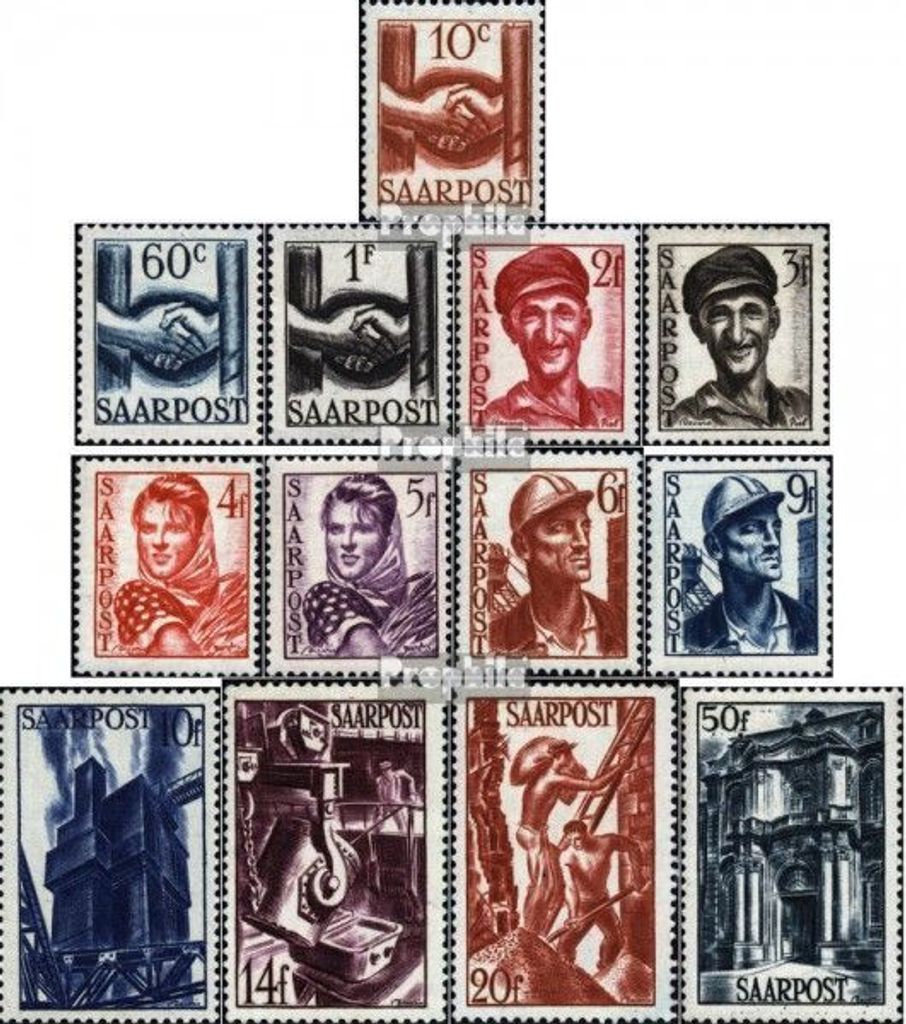 Briefmarken Saarland 1948 Mi 239-251 (kompl.Ausg.) gestempelt Wiederaufbau d. Saarlandes (Saar III)