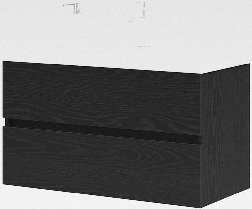 Waschbeckenunterschrank Schwarz Eichen-Optik 80 x 39 x 62 cm, Badaufbewahrung, rechteckiger Waschbecken-Schrank, Moderne Organizer, stilvolle Möbe...