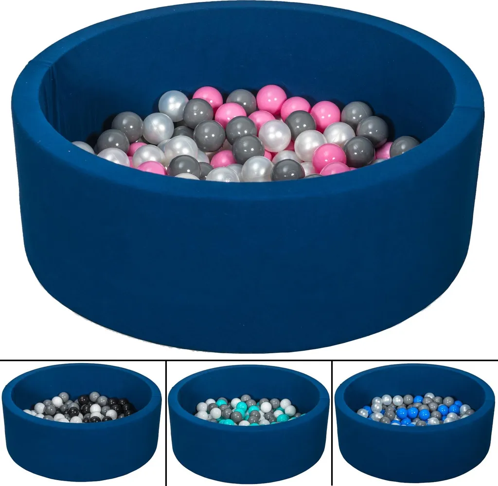 Piscine à balles enfant bleu marine sûre et lavable avec 150 balles