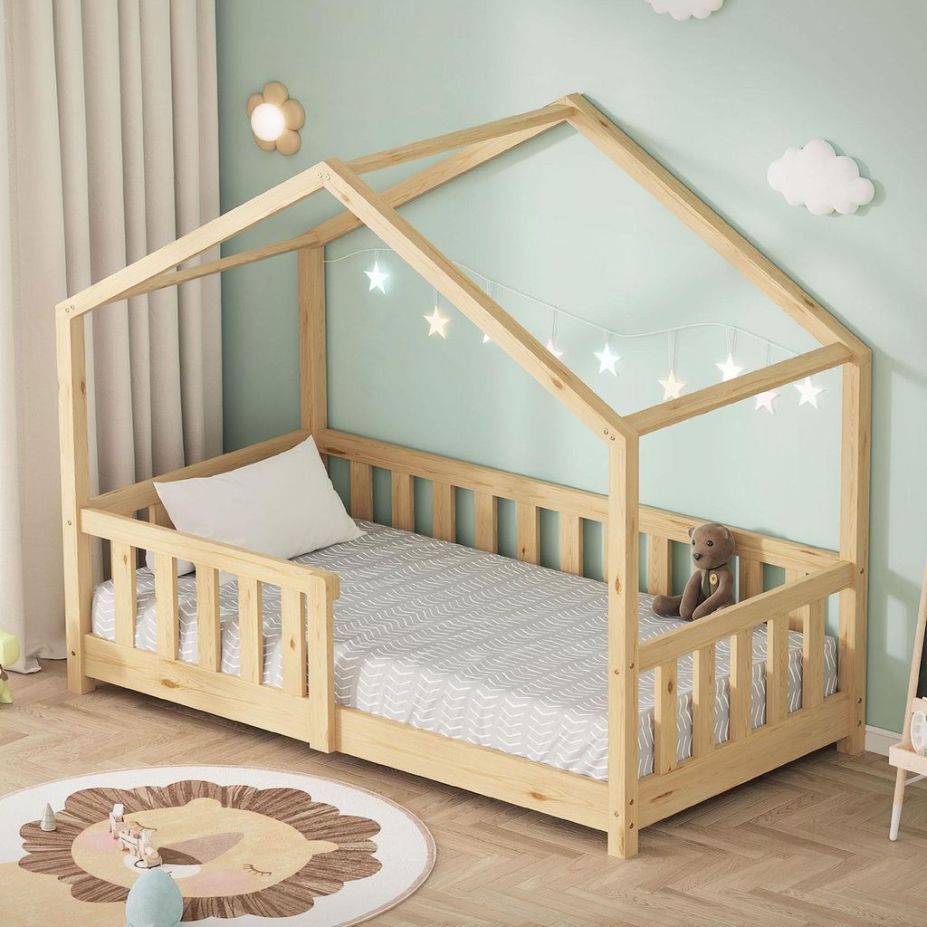 ML-Design detská posteľ domček posteľ 70x140 cm prírodná, Obrázok produktu 