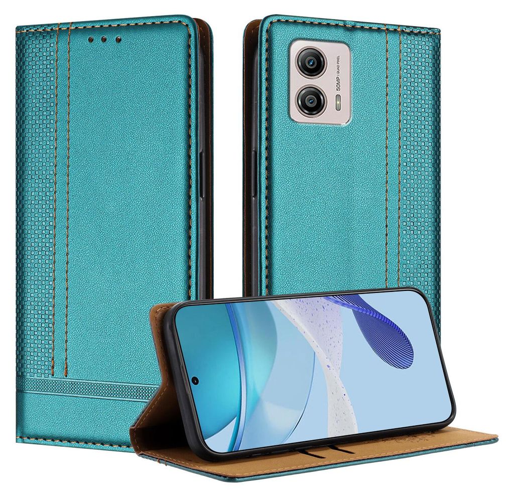 Handyhülle für Motorola Moto G13 G53 Leder Flip Klappbare Schutzhülle mit Standfunktion Grün