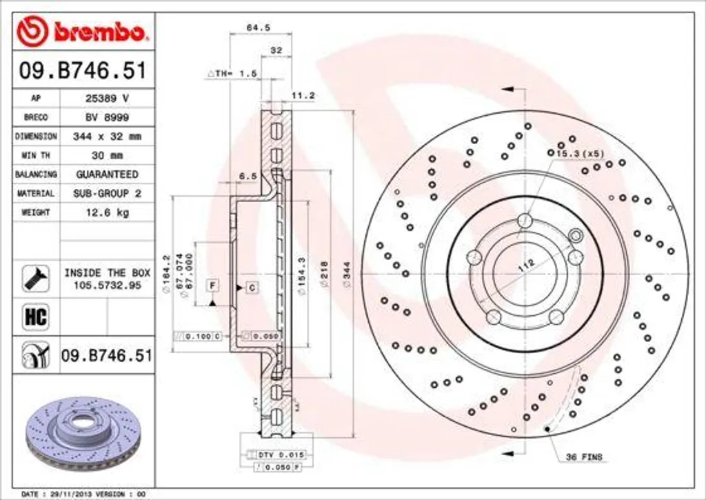 Disque de frein ventilé carbone pour Mercedes Classe E S212 break