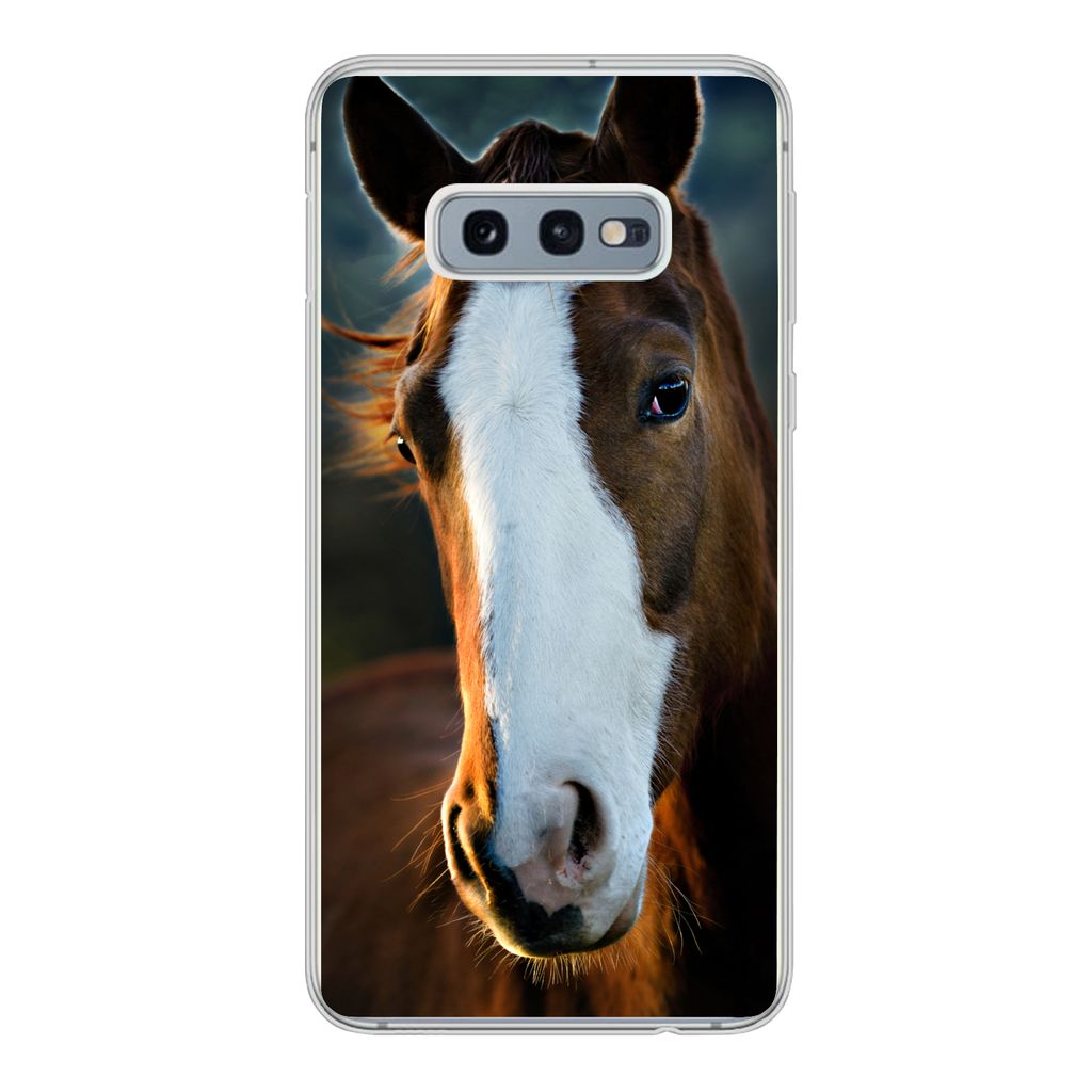 MuchoWow Handyhülle Schutzhülle Hülle für Samsung Galaxy S10e Pferd - Kopf - Licht Silikon Softcase Handy Hülle - Handy