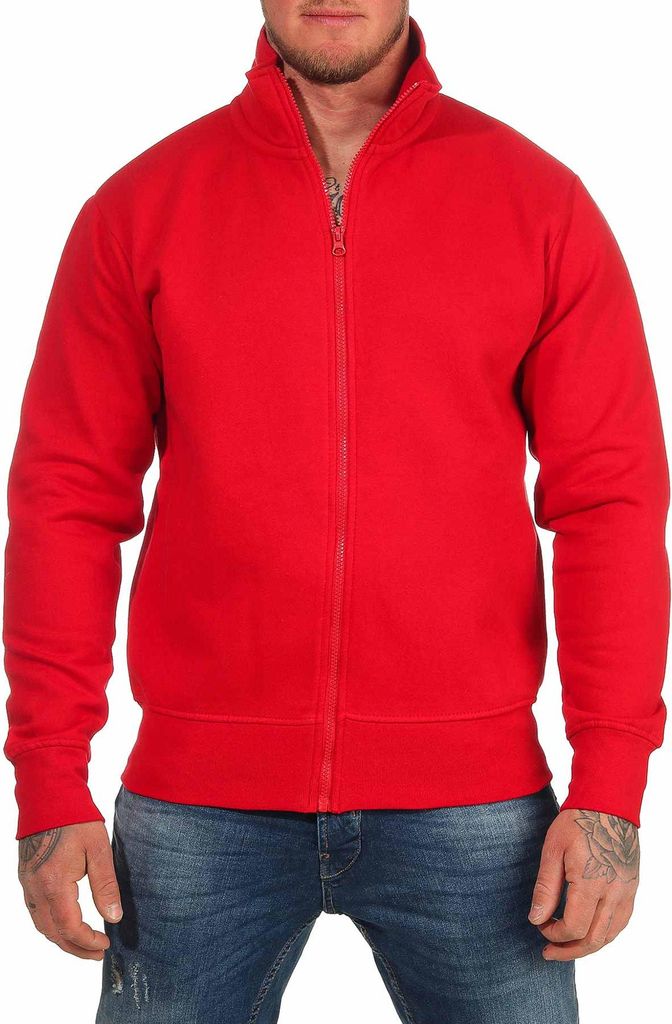 Mivaro Herren Sweatjacke Zipper Basic ohne Kapuze – Stehkragen Sweatshirt Jacke mit Reißverschluss aus Baumwolle - Regular Fit - Zipper Hoodie Look