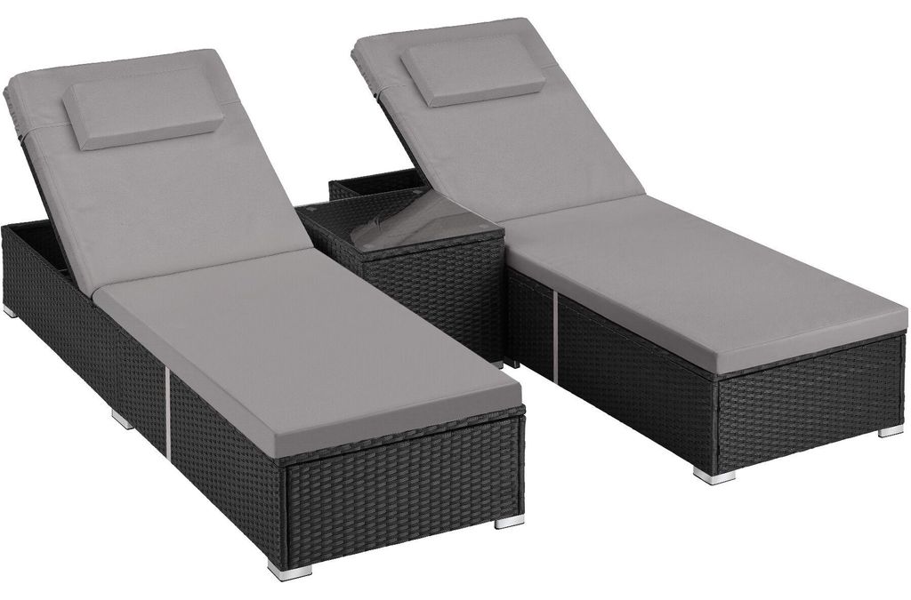 tectake®️ Dvojité ratanové lehátko se stolkem Carbonera – Obrázek produktu 