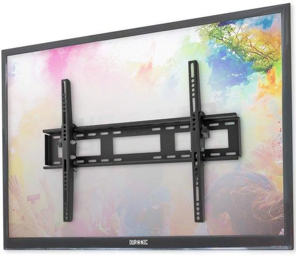 Fixation TV Murale Robuste en Acier Noir avec Inclinaison pour Écran LED