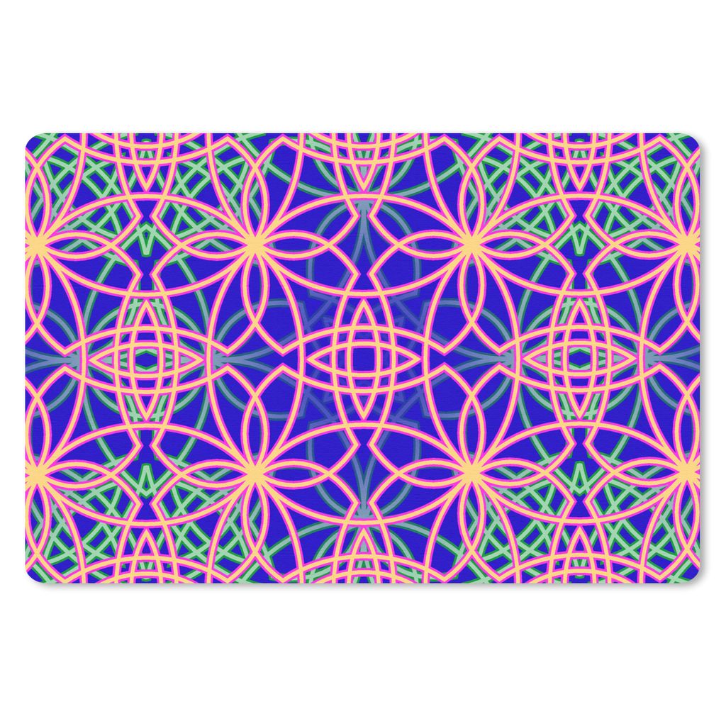 MuchoWow Schreibtischunterlage Blumen - Neon - Muster 60x40 cm - XXL Mauspad - Großes Mauspad