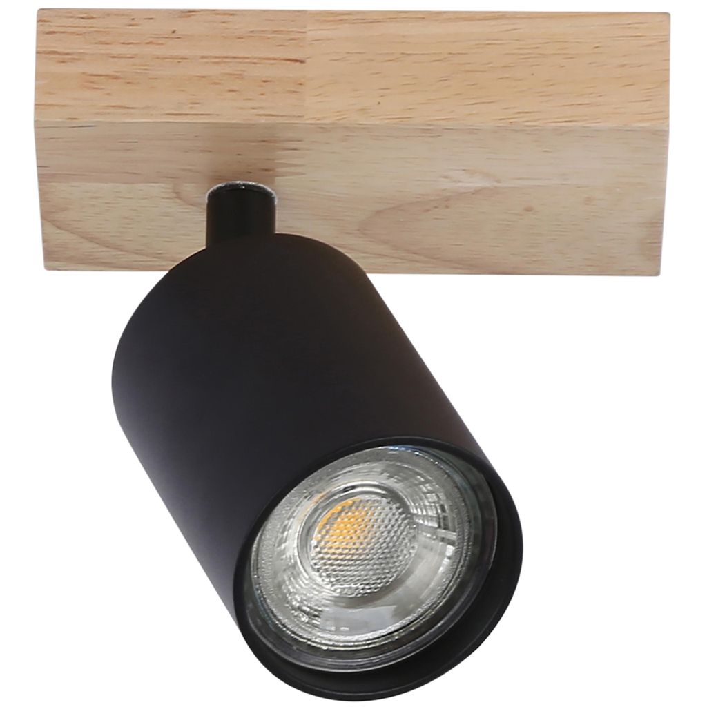 MasterLED Deckenstrahler - GU10, Schwarz, Holz, 1-flammig, drehbar - Minimalistische LED deckenleuchte für das Wohnzimmer