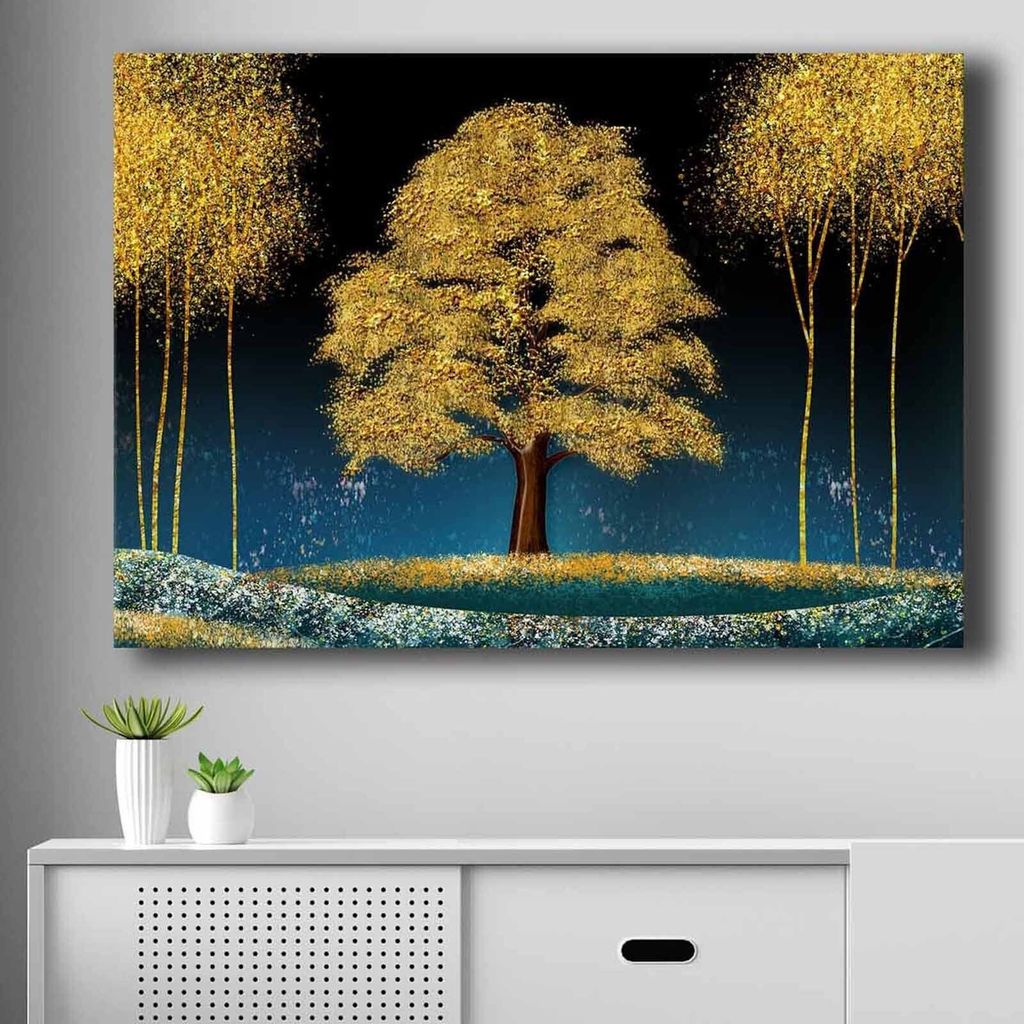 Wallity, 70100NISC-043, Dekorative Leinwandmalerei, 100 % LEINWAND (Stärke: 2,8 mm), Blau, 70 x 100 cm